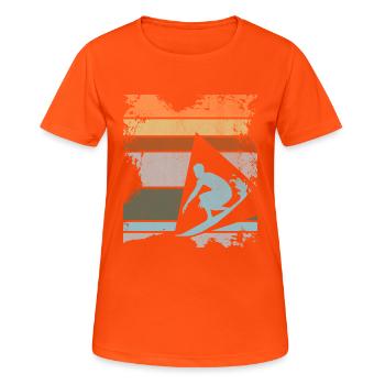 Surfer - Frauen T-Shirt atmungsaktiv - Neonorange - Vorne - AI Model Female 172 dark (172cm)
