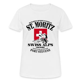 St.Moritz - Climbing - Swiss Flag - Frauen T-Shirt atmungsaktiv - Weiß - Vorne - AI Model Female 172 dark (172cm)