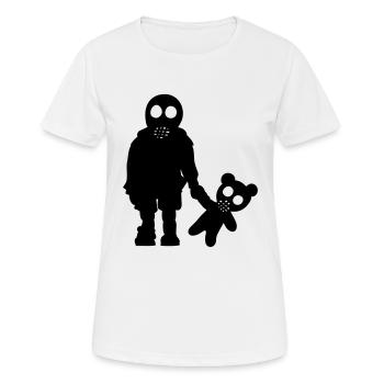 Garçon avec nounours au masque à gaz / Eddi Pooh (1c) - T-shirt respirant Femme - blanc - Devant - AI Model Female 172 dark (172cm)