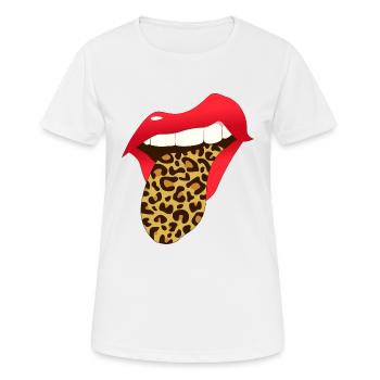 Rote Comic Lippen Leo - Frauen T-Shirt atmungsaktiv - Weiß - Vorne - AI Model Female 172 dark (172cm)