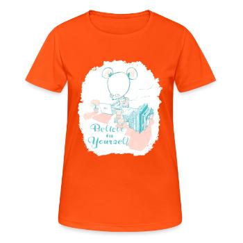 Believe in Yourself - Frauen T-Shirt atmungsaktiv - Neonorange - Vorne - AI Model Female 172 dark (172cm)