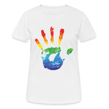 Regenbogen - Frauen T-Shirt atmungsaktiv - Weiß - Vorne - AI Model Female 172 dark (172cm)