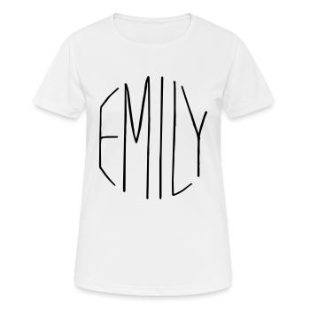 Emily Geschenk - Frauen T-Shirt atmungsaktiv - Weiß - Vorne - AI Model Female 172 dark (172cm)