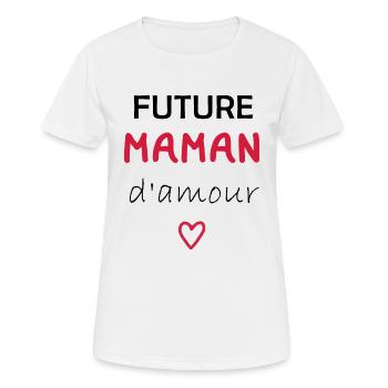 future maman d'amour - T-shirt respirant Femme - blanc - Devant - AI Model Female 172 dark (172cm)