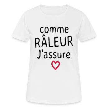 Comme Râleur j'assure - T-shirt respirant Femme - blanc - Devant - AI Model Female 172 dark (172cm)