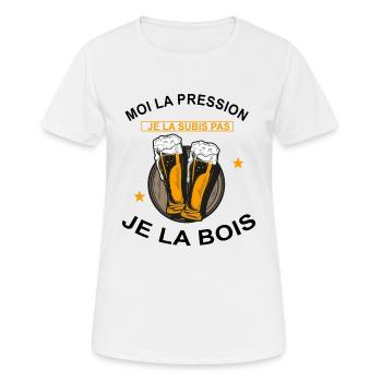 Moi la pression je la subis pas je la bois - T-shirt respirant Femme - blanc - Devant - AI Model Female 172 dark (172cm)