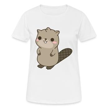 Biber - Frauen T-Shirt atmungsaktiv - Weiß - Vorne - AI Model Female 172 dark (172cm)