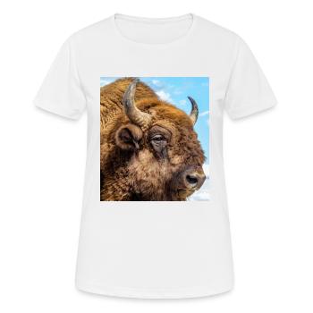 Wisent - Frauen T-Shirt atmungsaktiv - Weiß - Vorne - AI Model Female 172 dark (172cm)