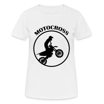 Motocross - Frauen T-Shirt atmungsaktiv - Weiß - Vorne - AI Model Female 172 dark (172cm)
