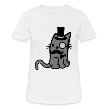 Lunettes monocle Mr. Cat - T-shirt respirant Femme - blanc - Devant - AI Model Female 172 dark (172cm)