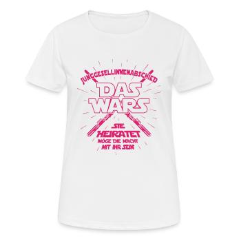 DAS WARS Braut Spruch JGA Junggesellinnenabschied - Frauen T-Shirt atmungsaktiv - Weiß - Vorne - AI Model Female 172 dark (172cm)