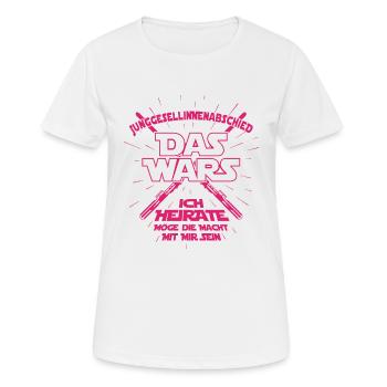 DAS WARS Braut Spruch JGA Junggesellinnenabschied - Frauen T-Shirt atmungsaktiv - Weiß - Vorne - AI Model Female 172 dark (172cm)
