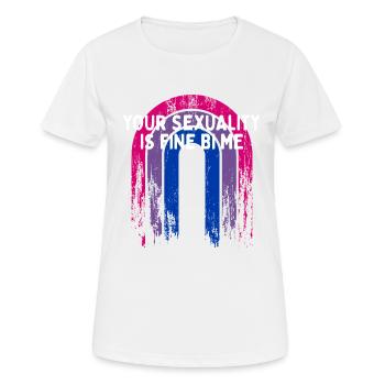 Ta sexualité est bien Bi Me Bisexuel - T-shirt respirant Femme - blanc - Devant - AI Model Female 172 dark (172cm)