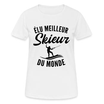 elu meilleur skieur du monde - T-shirt respirant Femme - blanc - Devant - AI Model Female 172 dark (172cm)