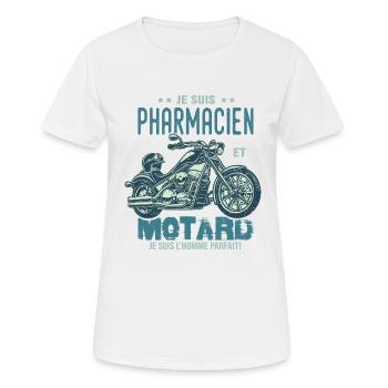 motard le meilleur pharmacien le meilleur - T-shirt respirant Femme - blanc - Devant - AI Model Female 172 dark (172cm)