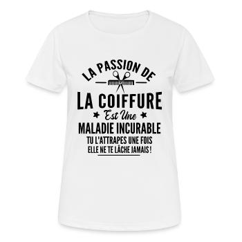 la passion de la coiffure / cadeau humour coiffure - T-shirt respirant Femme - blanc - Devant - AI Model Female 172 dark (172cm)