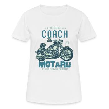 motard le meilleur coach le meilleur - T-shirt respirant Femme - blanc - Devant - AI Model Female 172 dark (172cm)