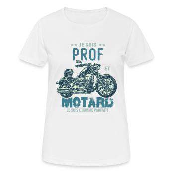 motard le meilleur prof le meilleur professeur - T-shirt respirant Femme - blanc - Devant - AI Model Female 172 dark (172cm)