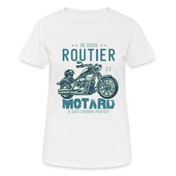 motard le meilleur routier le meilleur - T-shirt respirant Femme - blanc - Devant - AI Model Female 172 dark (172cm)