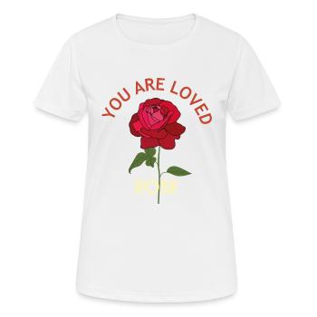 SIE WERDEN MIT RED ROSE GELIEBT. - Frauen T-Shirt atmungsaktiv - Weiß - Vorne - AI Model Female 172 dark (172cm)
