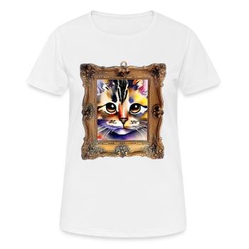 Katzengesicht 5 - Frauen T-Shirt atmungsaktiv - Weiß - Vorne - AI Model Female 172 dark (172cm)