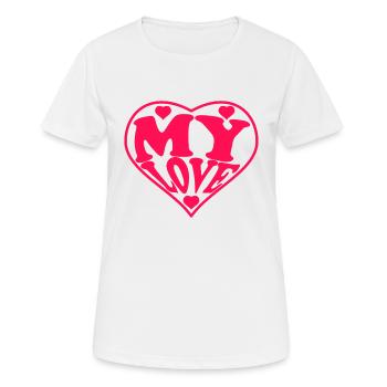My love, Saint Valentin, amour - T-shirt respirant Femme - blanc - Devant - AI Model Female 172 dark (172cm)