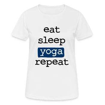 Manger du sommeil Yoga répéter - Manger Sommeil Répéter - T-shirt respirant Femme - blanc - Devant - AI Model Female 172 dark (172cm)
