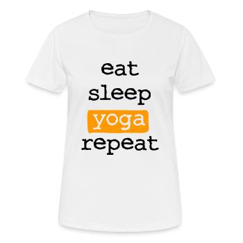 Manger du sommeil Yoga répéter - Manger Sommeil Répéter - T-shirt respirant Femme - blanc - Devant - AI Model Female 172 dark (172cm)