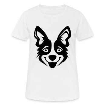 Happy Shiba Inu Chien Langue tendue - T-shirt respirant Femme - blanc - Devant - AI Model Female 172 dark (172cm)