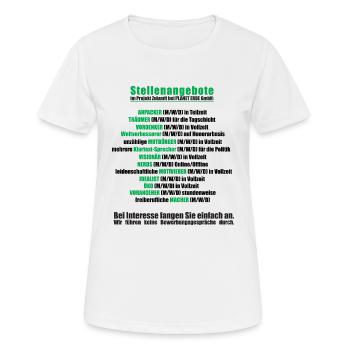 Rettet den PLANET ERDE - aktuelle Stellenangebote - Frauen T-Shirt atmungsaktiv - Weiß - Vorne - AI Model Female 172 dark (172cm)