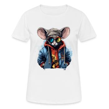 Urban Rodent: Streetwise Mouse Vibes - T-shirt respirant Femme - blanc - Devant - AI Model Female 172 dark (172cm)