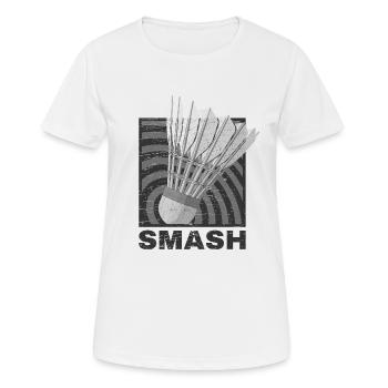 Badminton - Frauen T-Shirt atmungsaktiv - Weiß - Vorne - AI Model Female 172 dark (172cm)