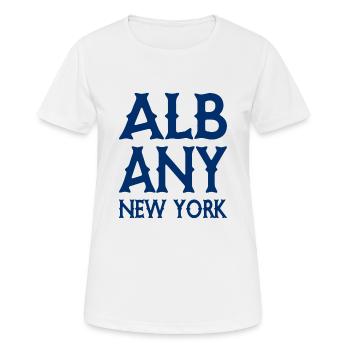 Albany - New York - États-Unis d’Amérique - États-Unis - T-shirt respirant Femme - blanc - Devant - AI Model Female 172 dark (172cm)