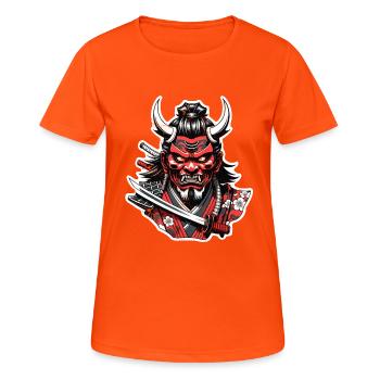 Samurai Warrior - Japan - Demon - Women's Breathable T-Shirt - neon orange - Front - AI Model Female 172 dark (172cm)