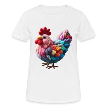 Poule en laine - T-shirt respirant Femme - blanc - Devant - AI Model Female 172 dark (172cm)