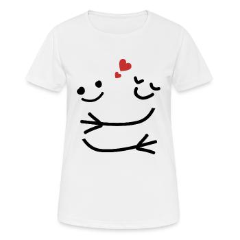 Un câlin amoureux -idée cadeau saint Valentin - T-shirt respirant Femme - blanc - Devant - AI Model Female 172 dark (172cm)