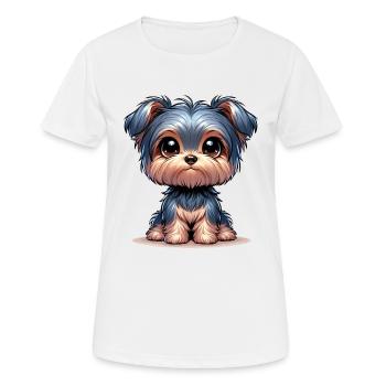 Digital illustration of cute Yorkshire Terrier - Women's Breathable T-Shirt - white - Front - AI Model Female 172 dark (172cm)
