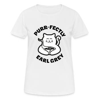 Earl grey ronronnant - T-shirt respirant Femme - blanc - Devant - AI Model Female 172 dark (172cm)