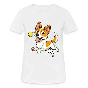 Energischer Spielzeug Foxterrier holen Tennisball Kunst - Frauen T-Shirt atmungsaktiv - Weiß - Vorne - AI Model Female 172 dark (172cm)