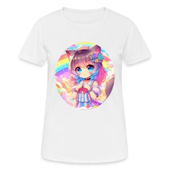 A cute anime girl in a cloud garden - Women's Breathable T-Shirt - white - Front - AI Model Female 172 dark (172cm)