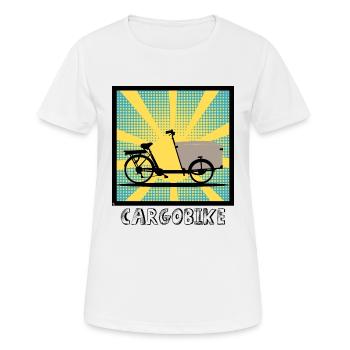 Popartstyle Lastenfahrrad, Cargobike - Frauen T-Shirt atmungsaktiv - Weiß - Vorne - AI Model Female 172 dark (172cm)