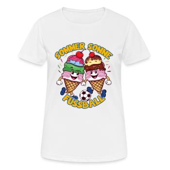 Soleil d’été Soccer Rire Coups de pied Cornets de crème glacée - T-shirt respirant Femme - blanc - Devant - AI Model Female 172 dark (172cm)