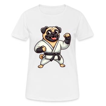 Lustiger Mops Karate Kampfsport Kampfkunst Hund - Frauen T-Shirt atmungsaktiv - Weiß - Vorne - AI Model Female 172 dark (172cm)