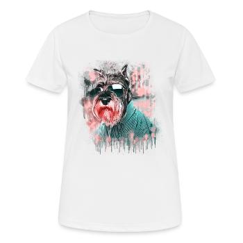 Schnauzer dog with sunglasses - Women's Breathable T-Shirt - white - Front - AI Model Female 172 dark (172cm)