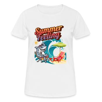 « Sensation d’été » - T-shirt respirant Femme - blanc - Devant - AI Model Female 172 dark (172cm)