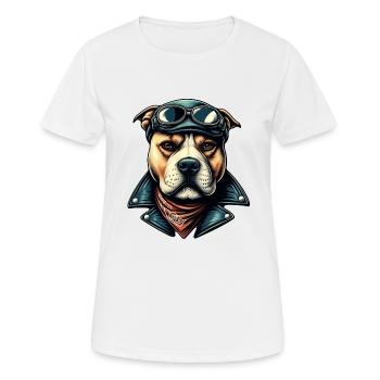 Vintage Pitbull Biker - Frauen T-Shirt atmungsaktiv - Weiß - Vorne - AI Model Female 172 dark (172cm)