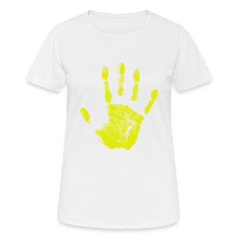 Empreinte de main, identité peinte, doigts et paume - T-shirt respirant Femme - blanc - Devant - AI Model Female 172 dark (172cm)