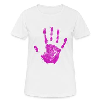 Empreinte de main, identité peinte, doigts et paume - T-shirt respirant Femme - blanc - Devant - AI Model Female 172 dark (172cm)