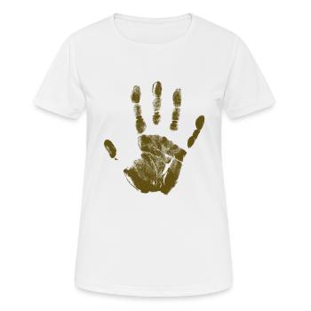 Empreinte de main, identité peinte, doigts et paume - T-shirt respirant Femme - blanc - Devant - AI Model Female 172 dark (172cm)