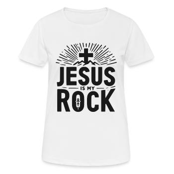 Jesus ist mein Fels in der Brandung - Frauen T-Shirt atmungsaktiv - Weiß - Vorne - AI Model Female 172 dark (172cm)
